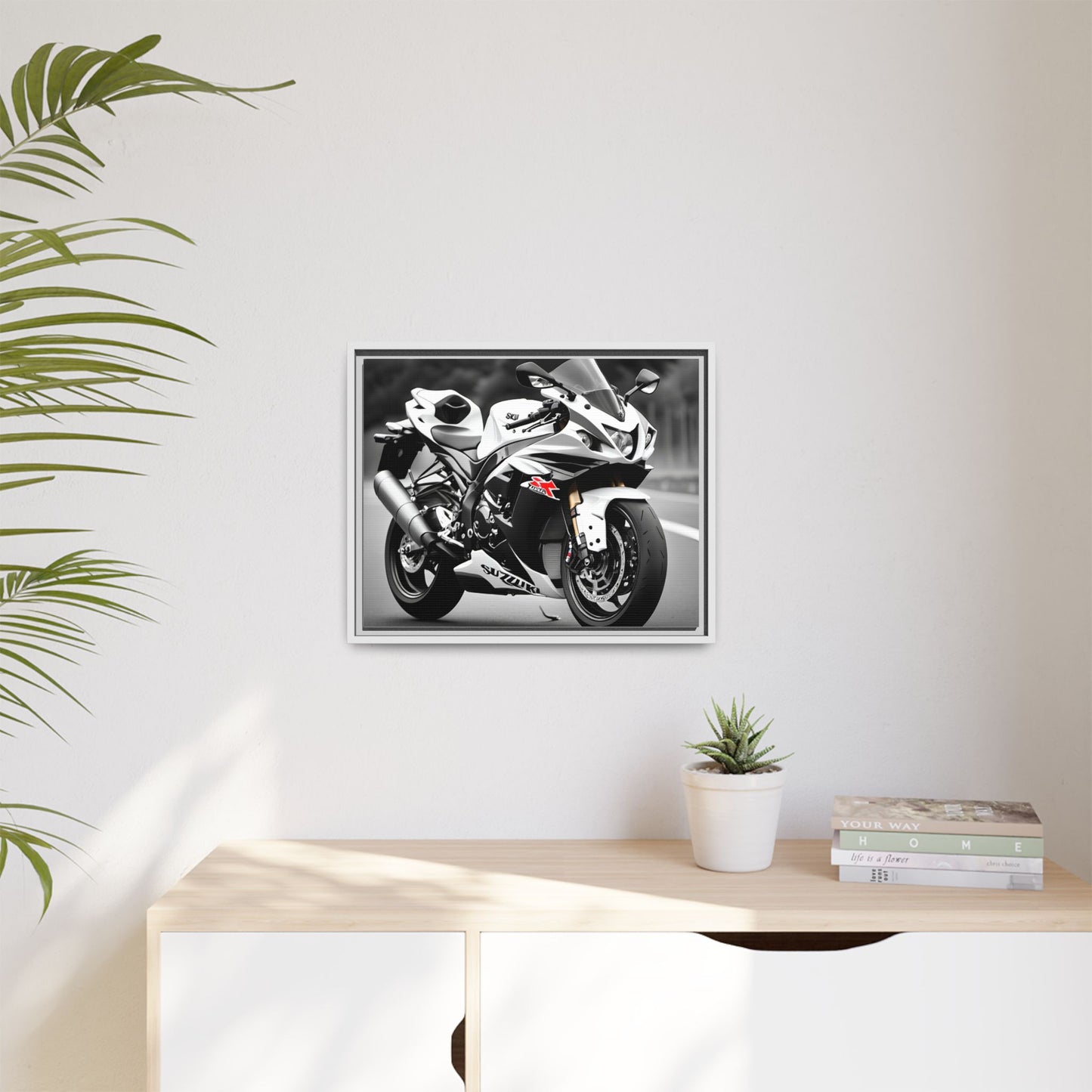 Toile inspiré d'une magnifique suzuki gsx-r1000 noir-et-blanc