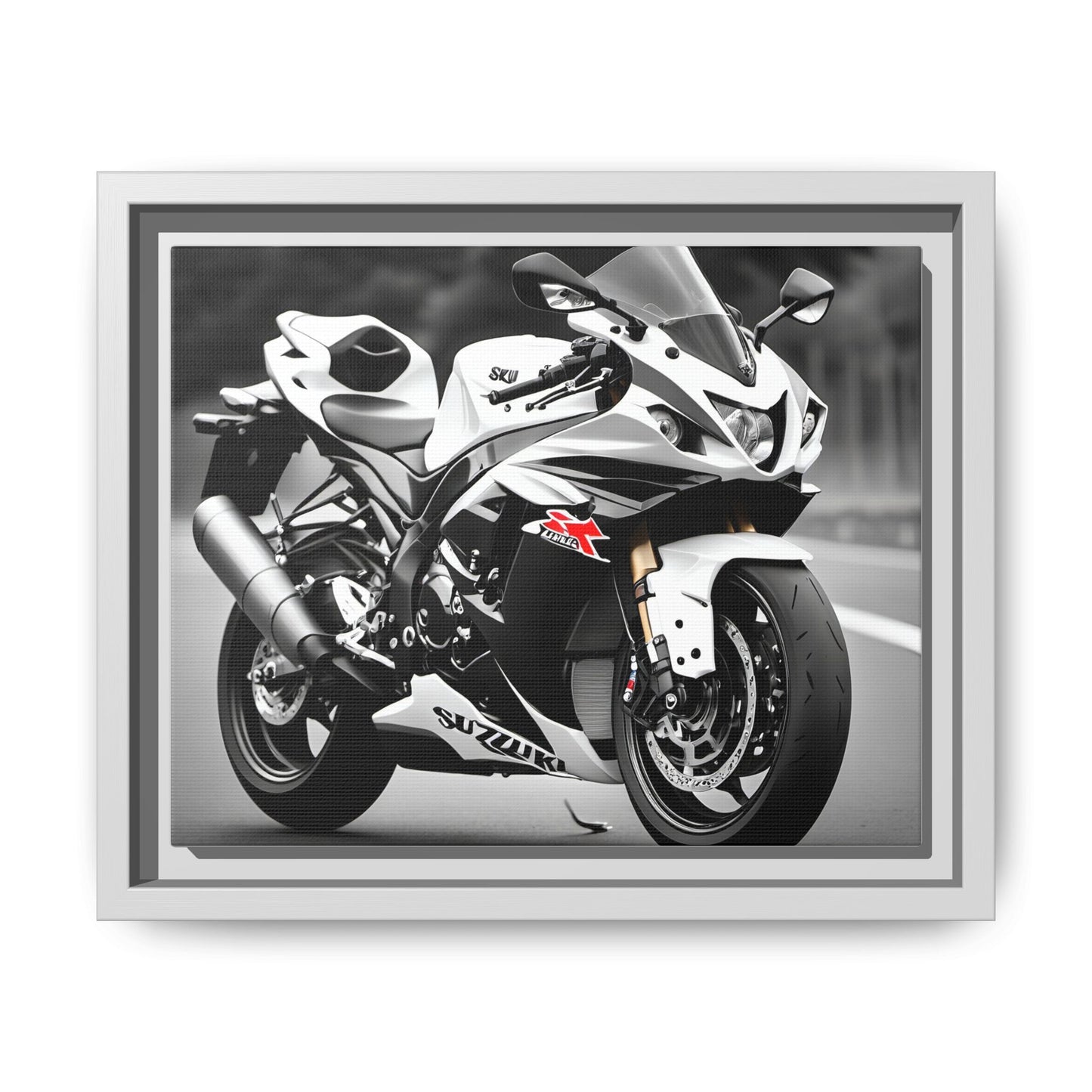 Toile inspiré d'une magnifique suzuki gsx-r1000 noir-et-blanc