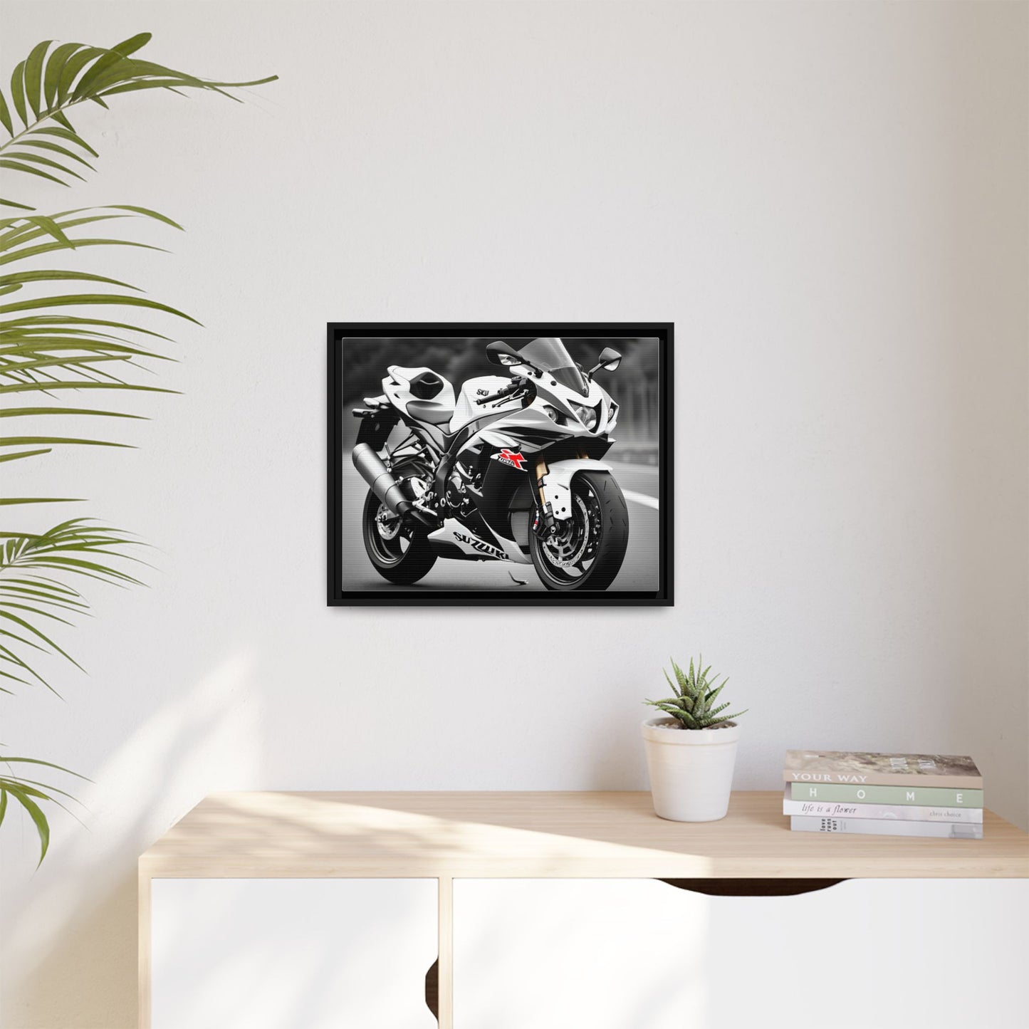 Toile inspiré d'une magnifique suzuki gsx-r1000 noir-et-blanc