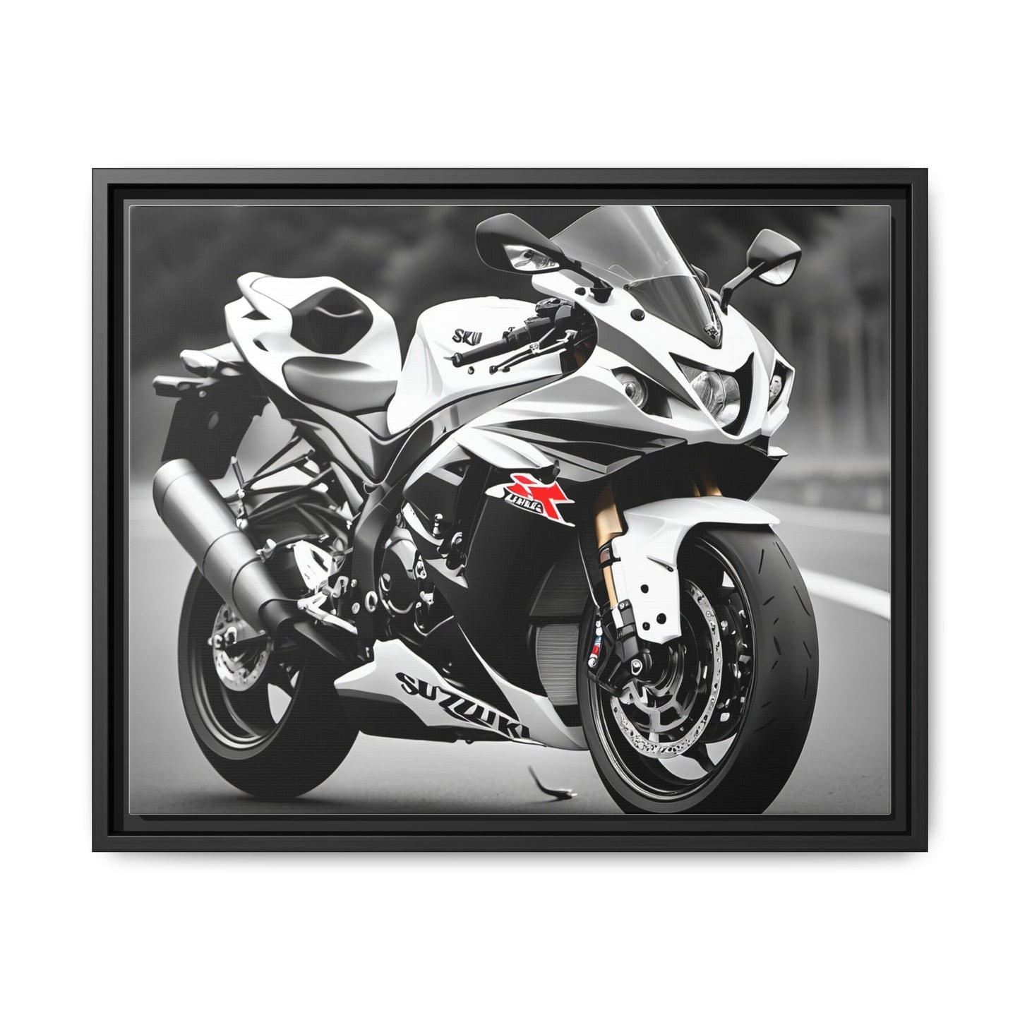 Toile inspiré d'une magnifique suzuki gsx-r1000 noir-et-blanc